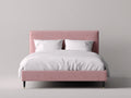 Camas dobles tapizadas en terciopelo - 210 x 170 x 110 cm - rosa claro - cabecero rectangular y diseño moderno