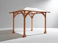 Pérgola de jardín de madera 300 x 300 x 250 cm - marrón natural y blanco - diseño cuadrado con cubierta textil