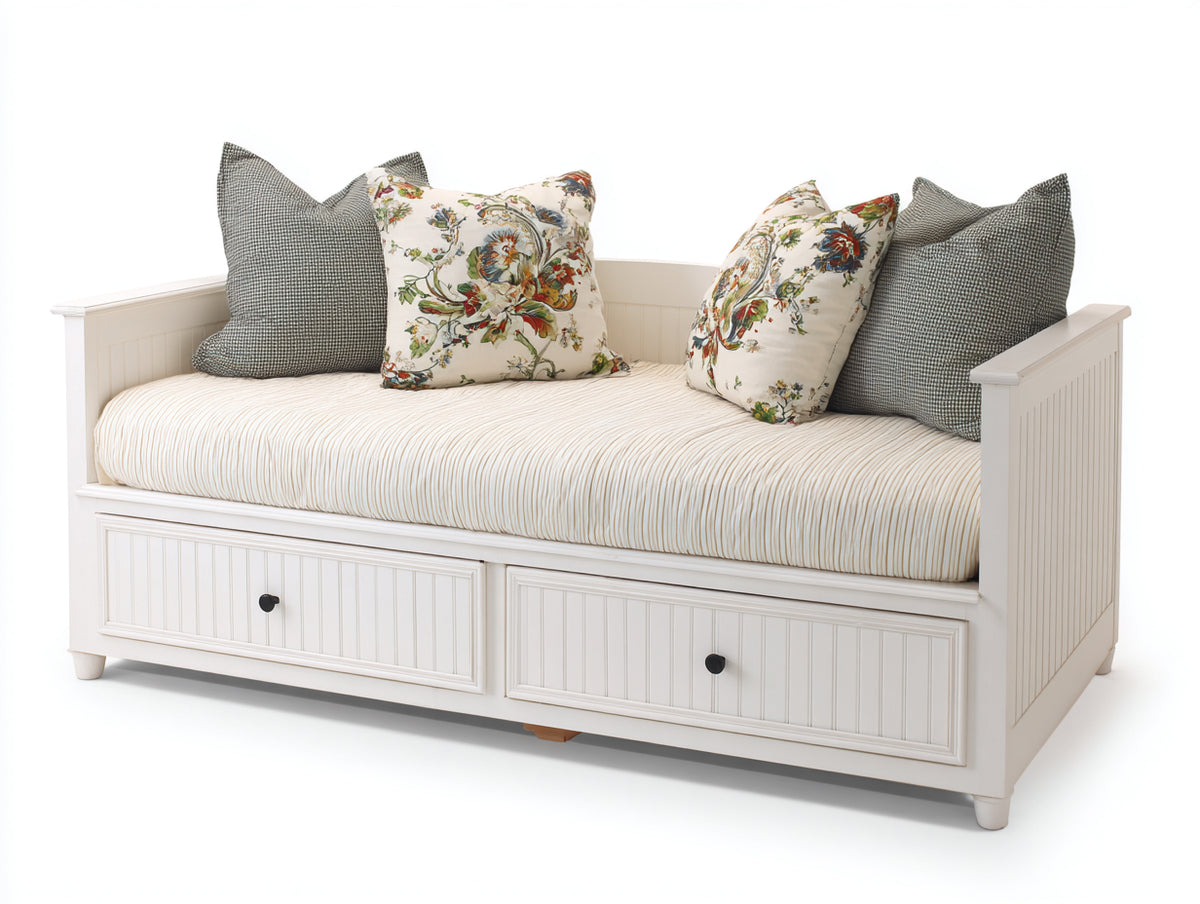Sofás cama sofá cama convertible 200x90x85 cm color blanco con 2 cajones de almacenamiento para salón estilo clásico