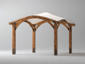 Pérgola de jardín de madera 300x300x250 cm color marrón con techo impermeable para exterior estilo moderno