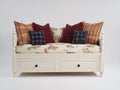 Sofás cama de madera y tejido 200 x 90 x 95 cm - blanco roto-beige - 2 cajones y diseño clásico