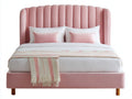 Camas dobles cama tapizada 200x160x110 cm color rosa con cabecero acolchado para dormitorio estilo moderno