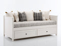Sofás cama de madera - 205 x 100 x 90 cm - blanco - 2 cajones integrados - diseño compacto para salón y dormitorio