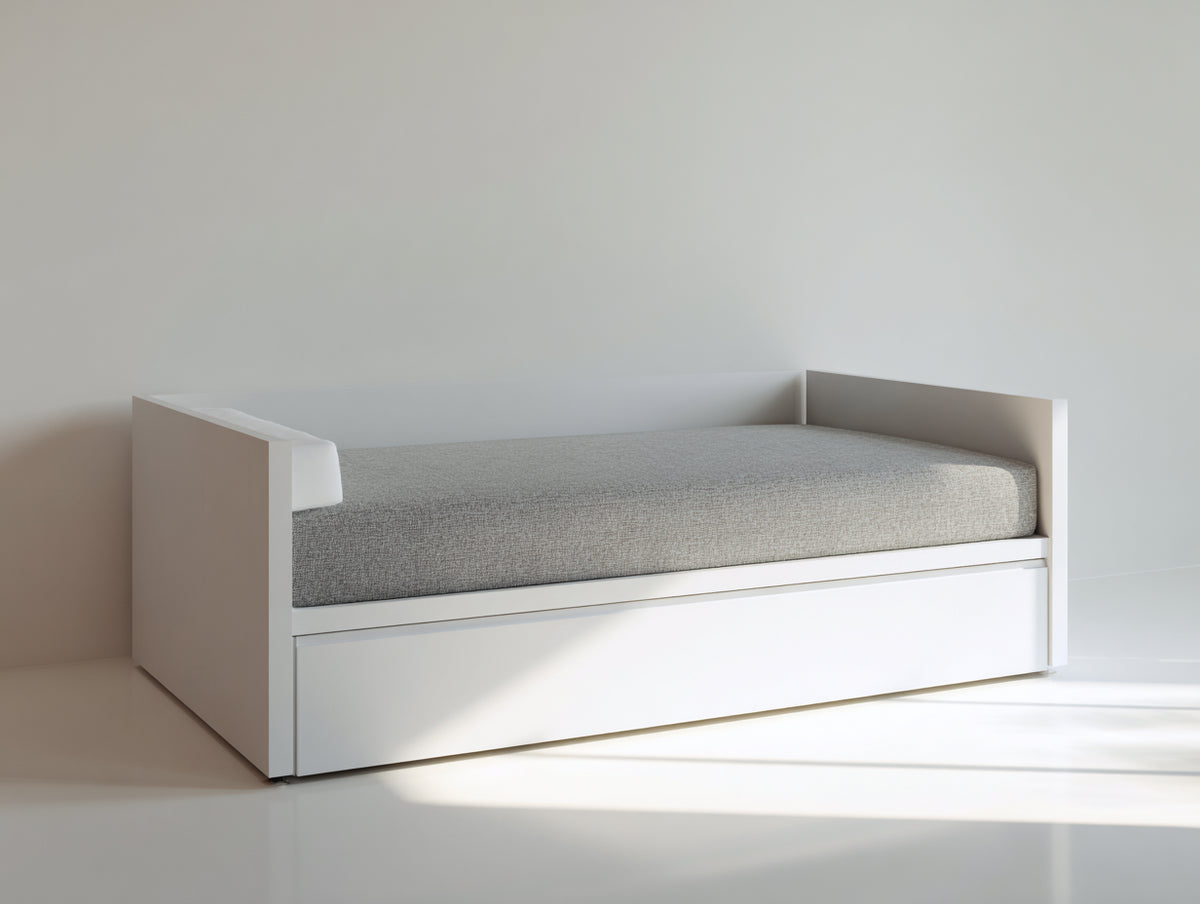 Sofás cama de madera 200 x 90 x 85 cm - blanco-beige claro - cama nido con diseño minimalista