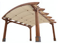 Pérgola de jardín de madera 300 x 300 x 250 cm - marrón natural-beige - cubierta textil arqueada y estructura reforzada