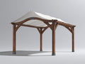 Pérgola de jardín de madera 300 x 300 x 250 cm - marrón oscuro-blanco - cubierta textil y vigas curvas reforzadas