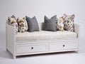 Sofás cama de madera - 205 x 100 x 90 cm - blanco - 2 cajones integrados - diseño clásico para salón y dormitorio