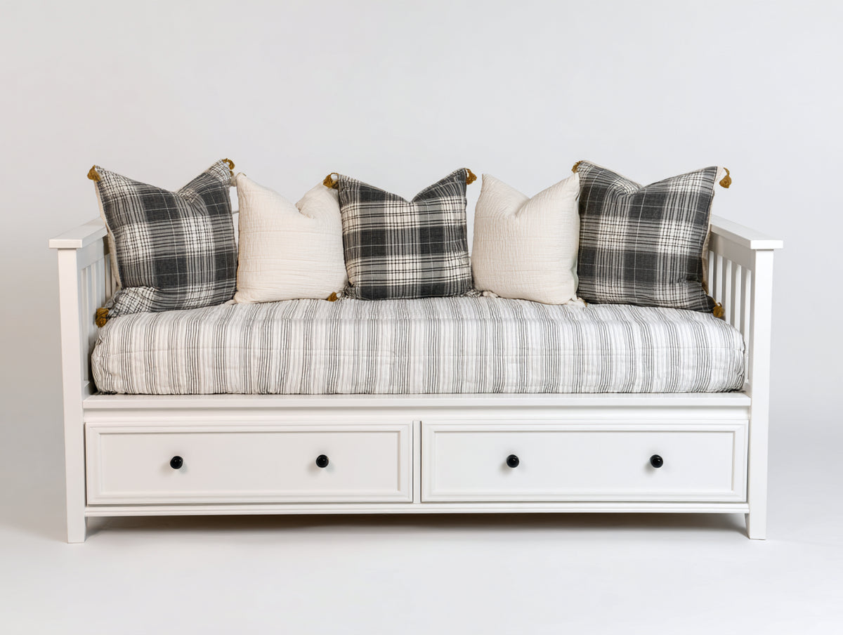 Sofás cama sofá cama convertible 200x90x85 cm color blanco con cajones de almacenamiento para salón estilo nórdico