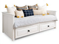 Sofás cama de madera y tejido 200 x 90 x 95 cm - blanco-beige claro - 2 cajones y diseño clásico