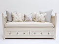 Sofás cama sofá cama convertible 200x90x85 cm color blanco con 2 cajones de almacenamiento para salón estilo clásico