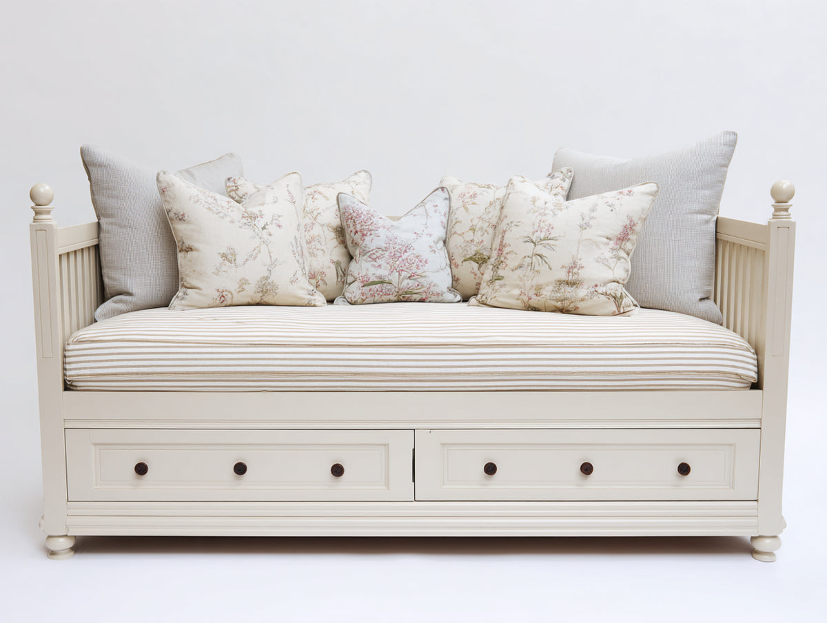 Sofás cama sofá cama convertible 200x90x85 cm color blanco con 2 cajones de almacenamiento para salón estilo clásico