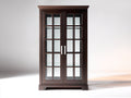 Vitrina de madera maciza y vidrio - 100 x 40 x 190 cm - marrón oscuro - 2 puertas - estilo clásico